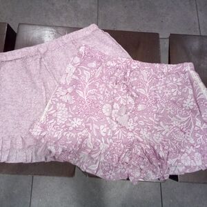 2 Pr Shabby Chic Rachel Ashwell Pink Floral Sleep Shorts Pajama Bottoms L & M